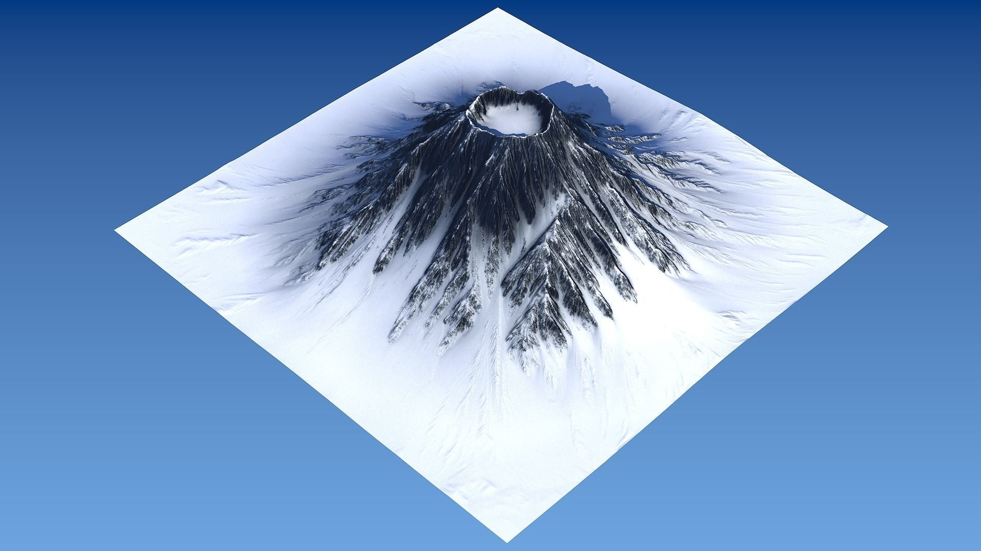 Snow-covered Volcano Low-poly 3D model_6