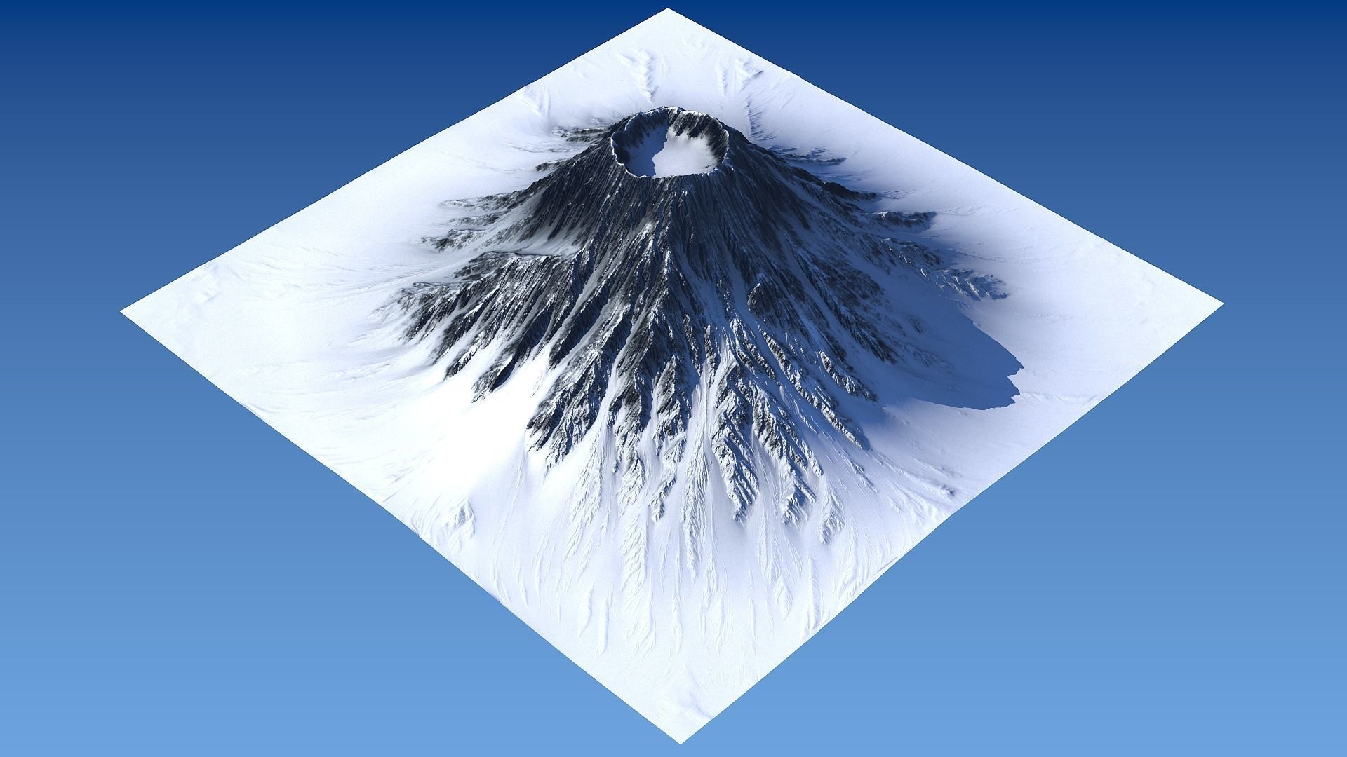 Snow-covered Volcano Low-poly 3D model_5