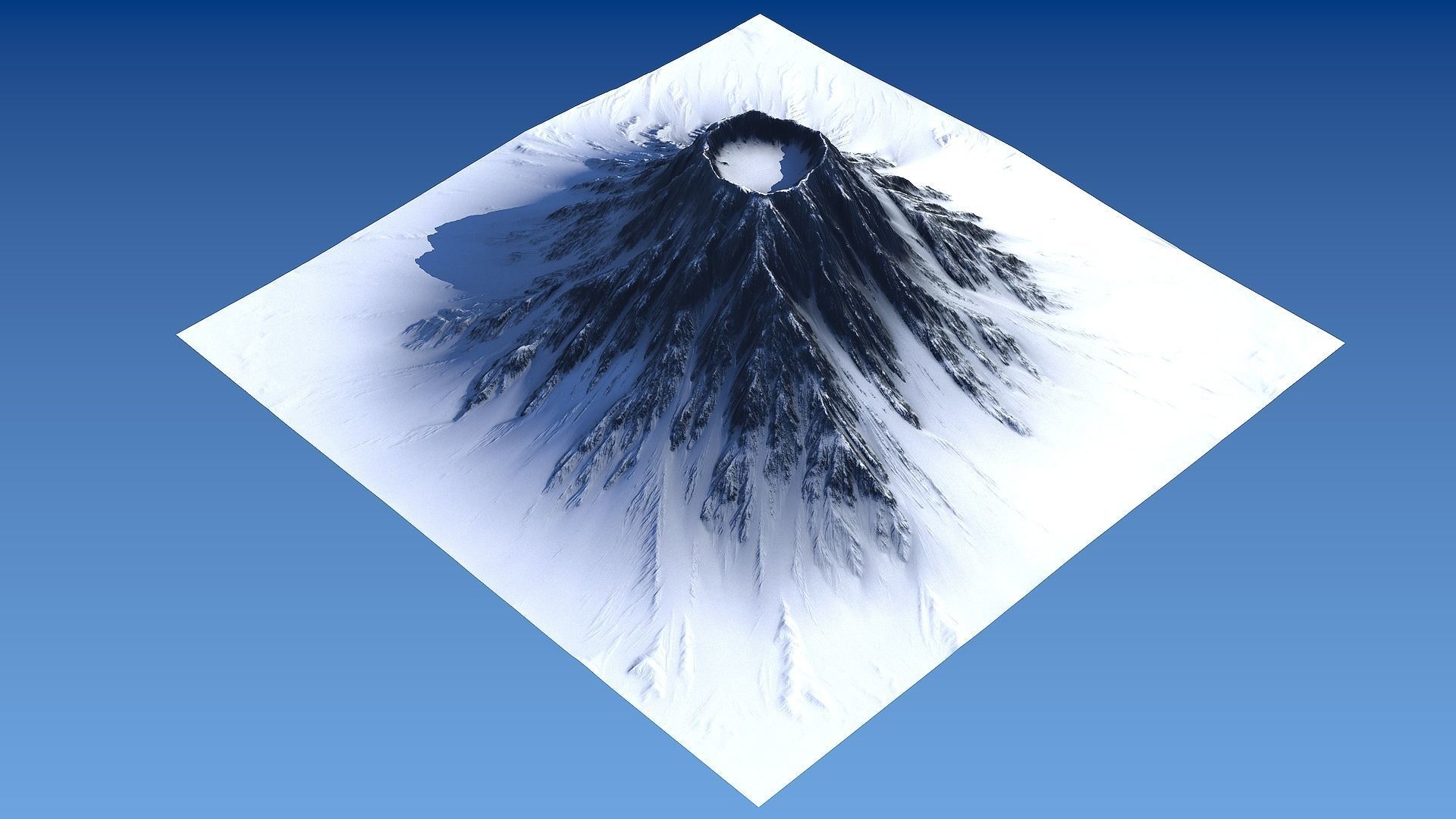 Snow-covered Volcano Low-poly 3D model_7