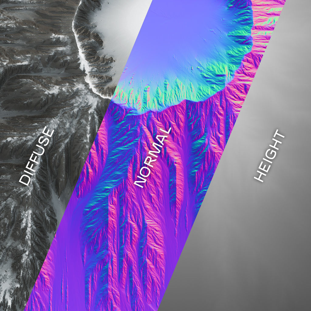 Snow-covered Volcano Low-poly 3D model_9