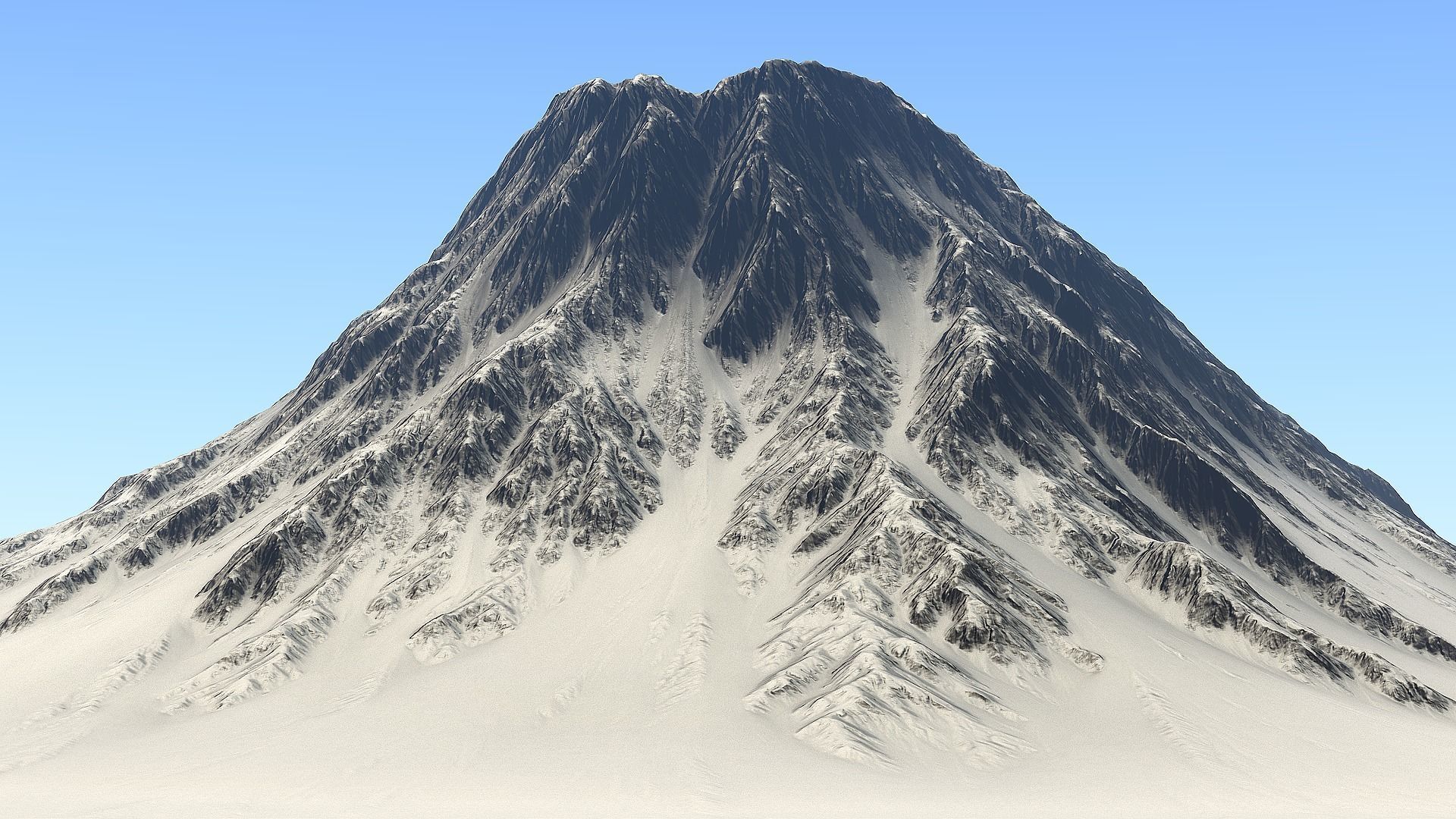 Snow-covered Volcano Low-poly 3D model_2