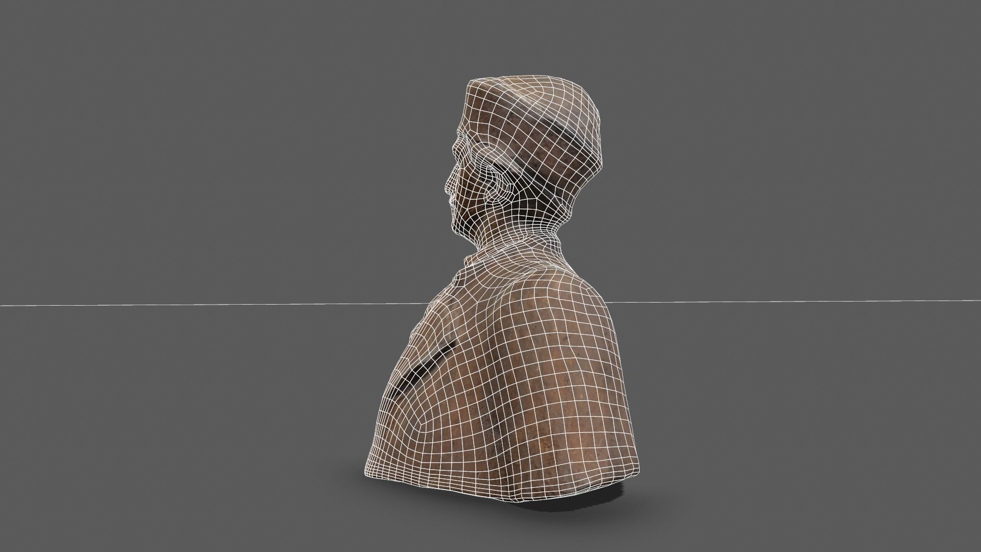 Male Bust Statue Low-poly 3D model_14