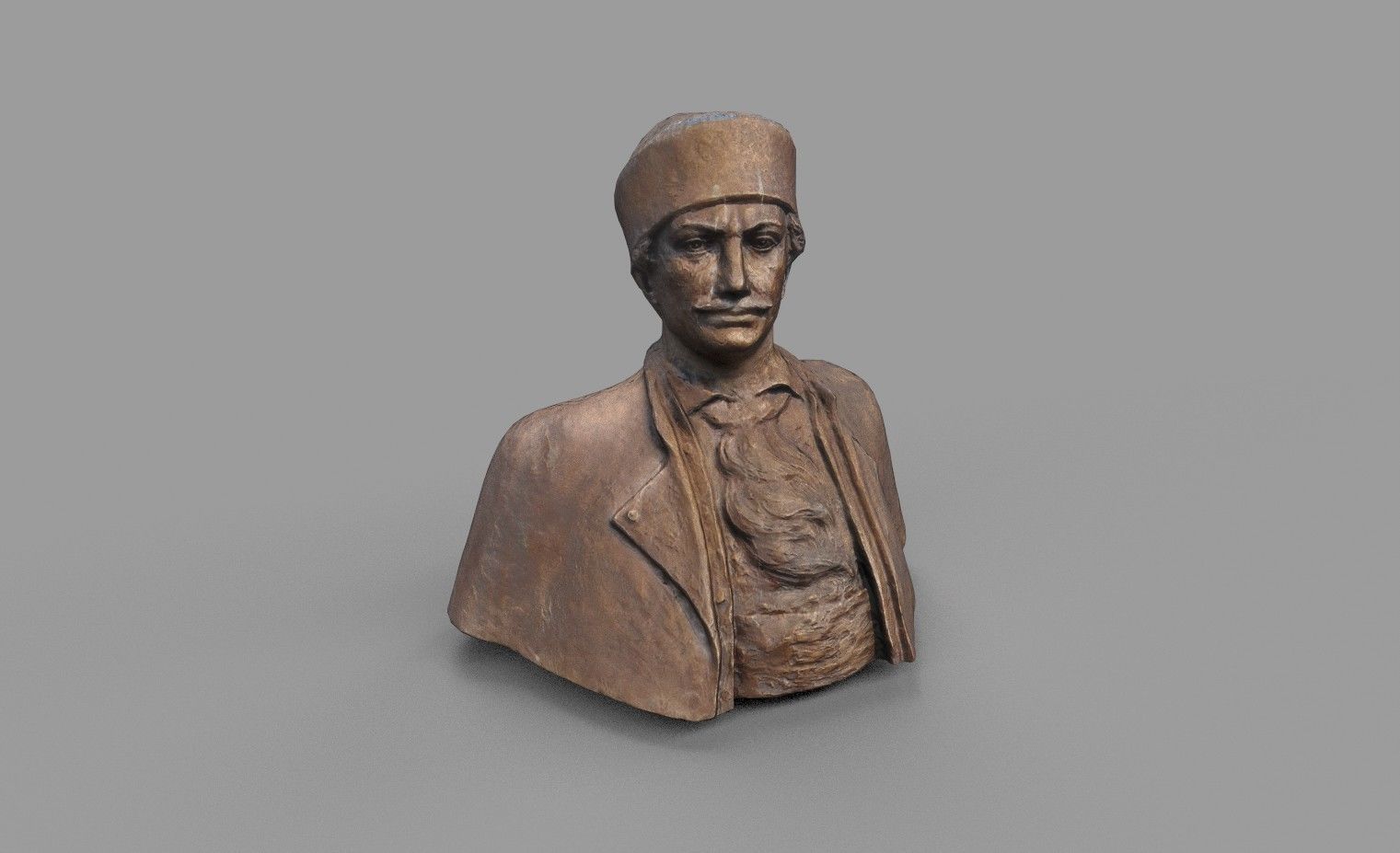 Male Bust Statue Low-poly 3D model_3