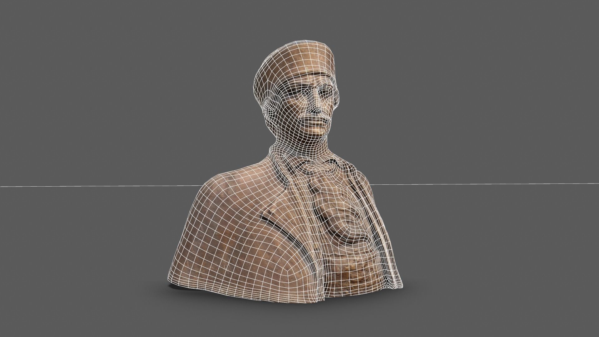 Male Bust Statue Low-poly 3D model_13