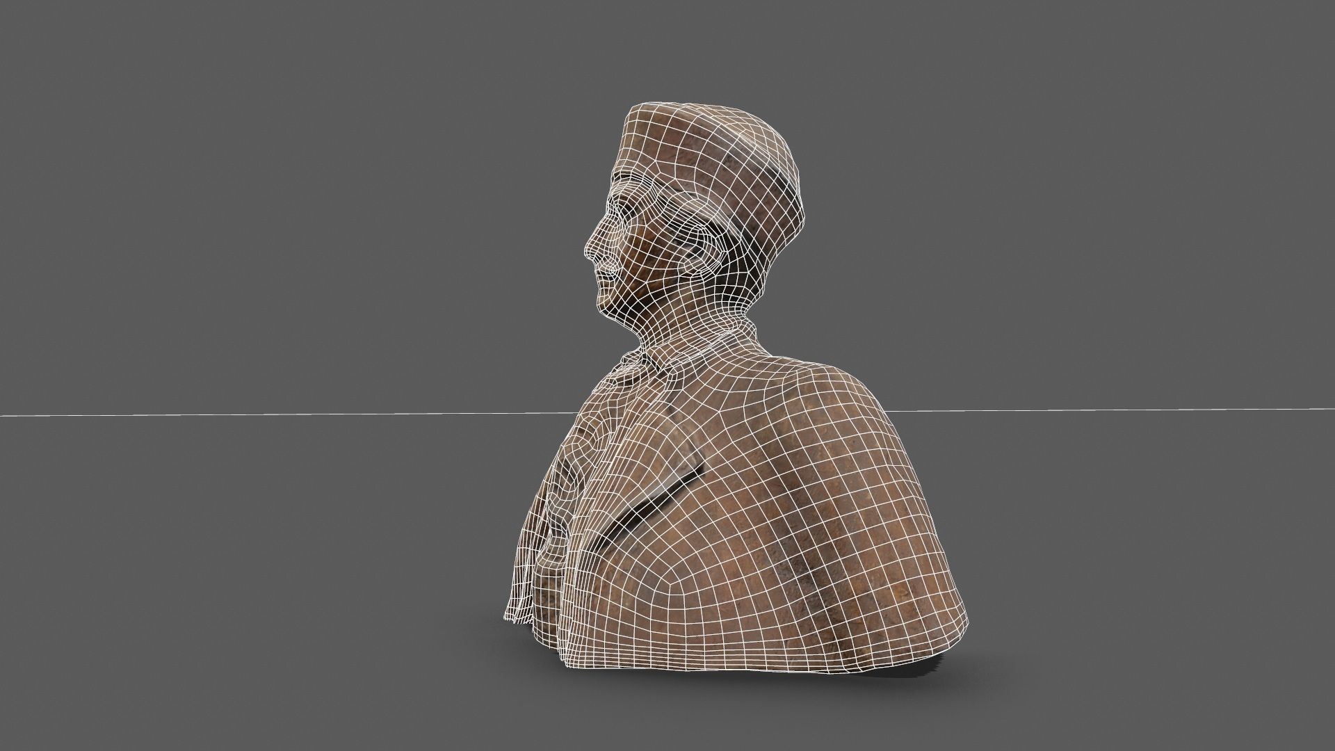 Male Bust Statue Low-poly 3D model_15