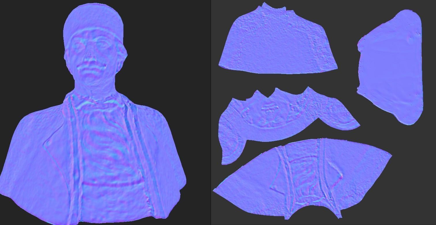 Male Bust Statue Low-poly 3D model_11