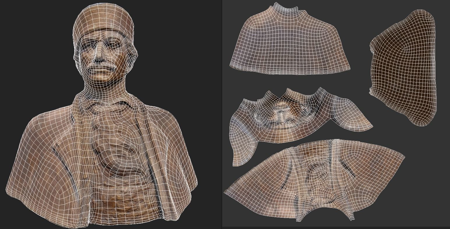 Male Bust Statue Low-poly 3D model_10