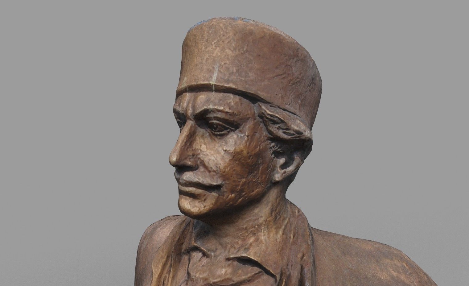 Male Bust Statue Low-poly 3D model_7