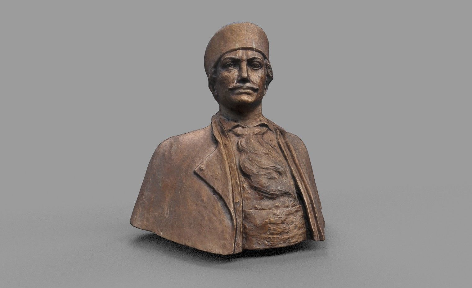 Male Bust Statue Low-poly 3D model_2