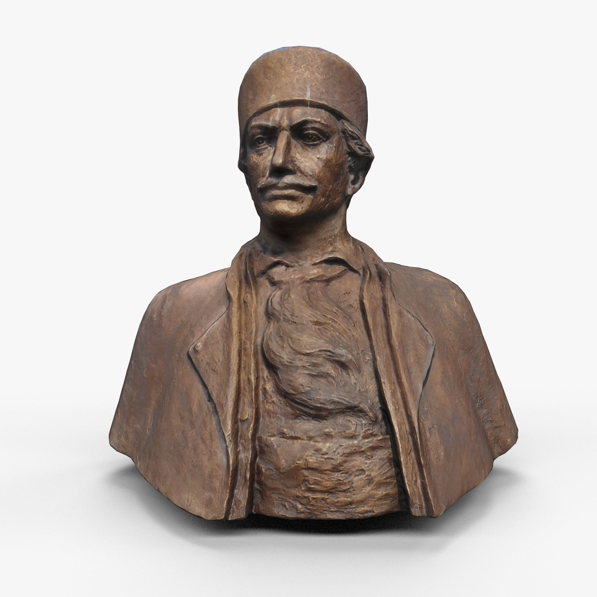 Male Bust Statue Low-poly 3D model_1