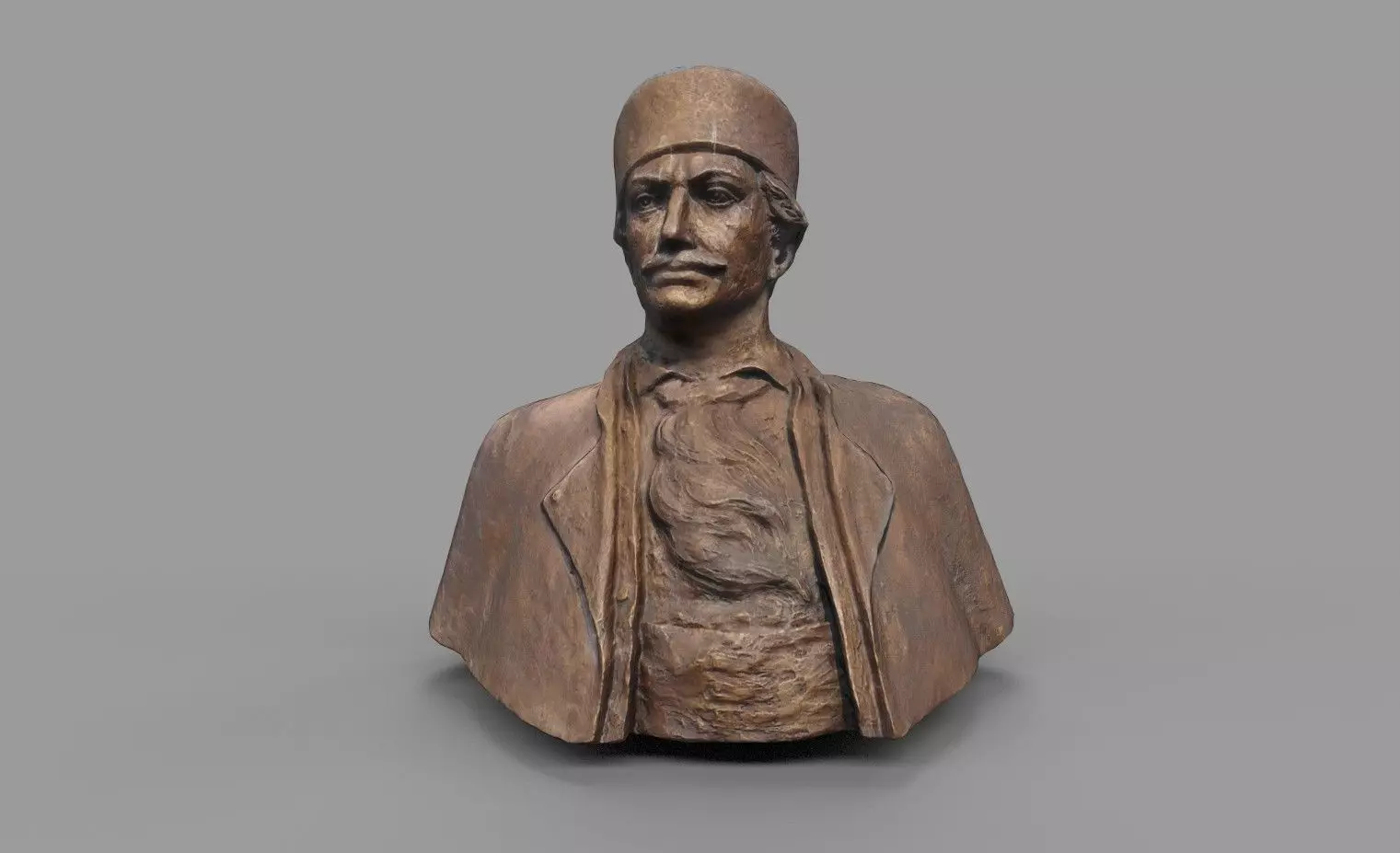 Male Bust Statue Low-poly 3D model_0