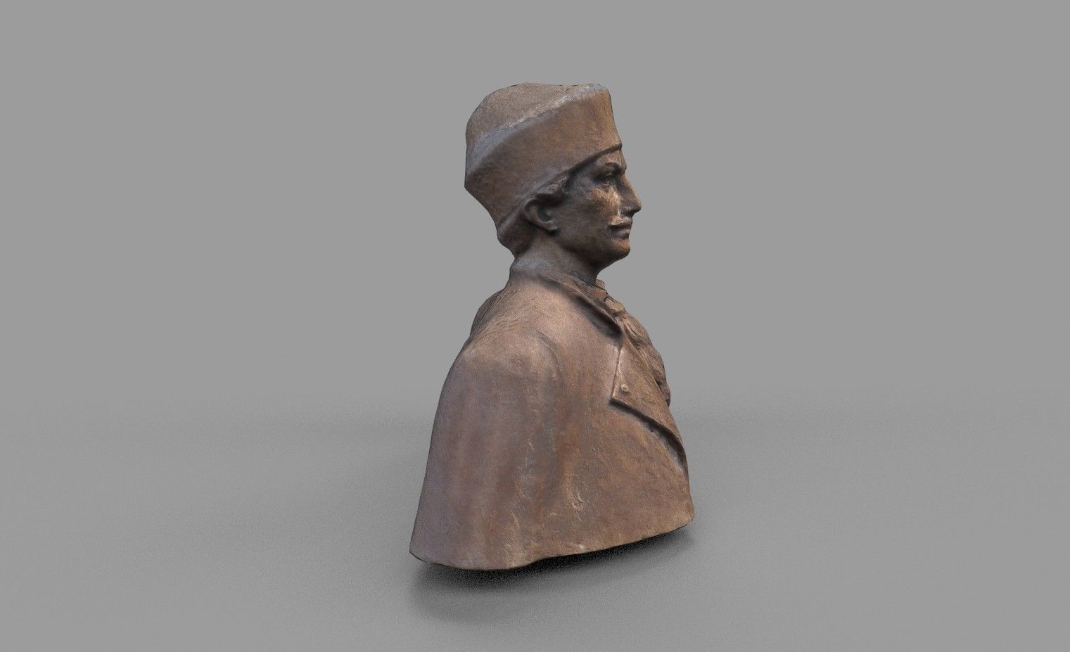 Male Bust Statue Low-poly 3D model_4