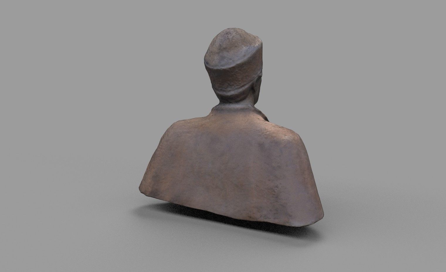 Male Bust Statue Low-poly 3D model_5