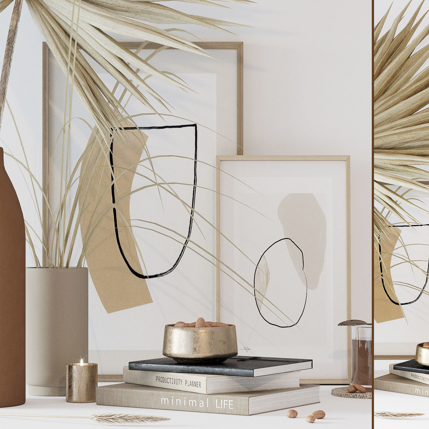 Decorative set with dryed palm 3D model_5
