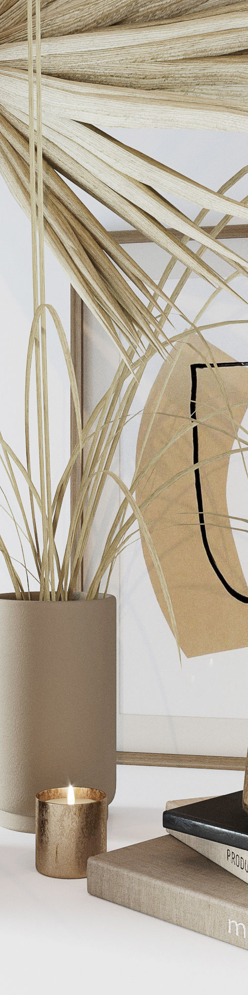 Decorative set with dryed palm 3D model_1