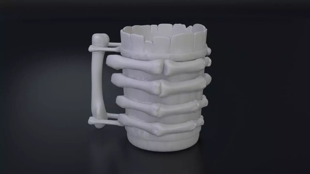 Cup with bone hand 3D print model_0