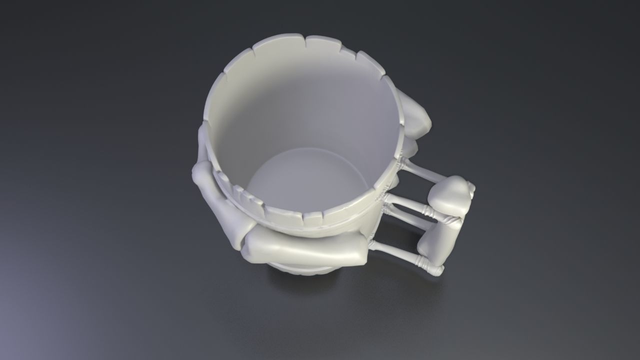 Cup with bone hand 3D print model_5