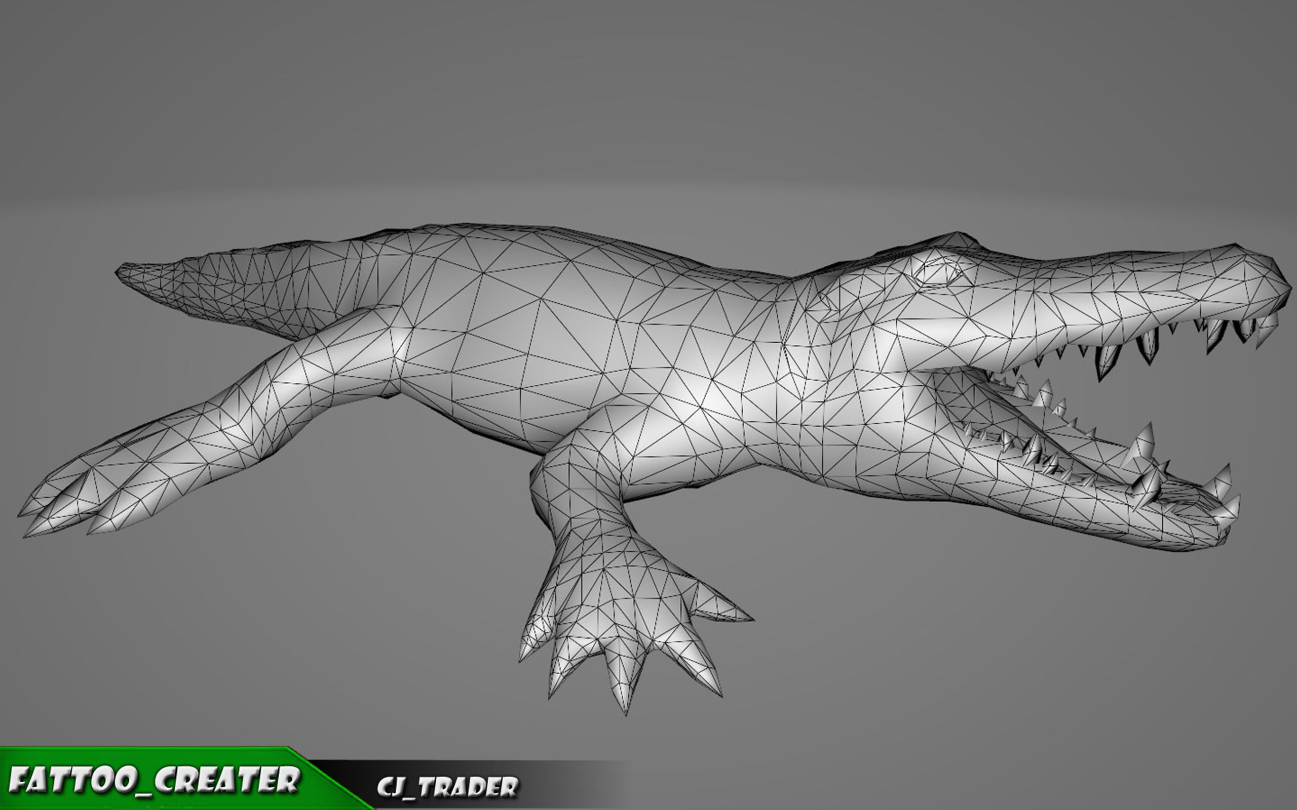 Crocodile Rig Animated LowPoly 3d model Low-poly 3D model_6
