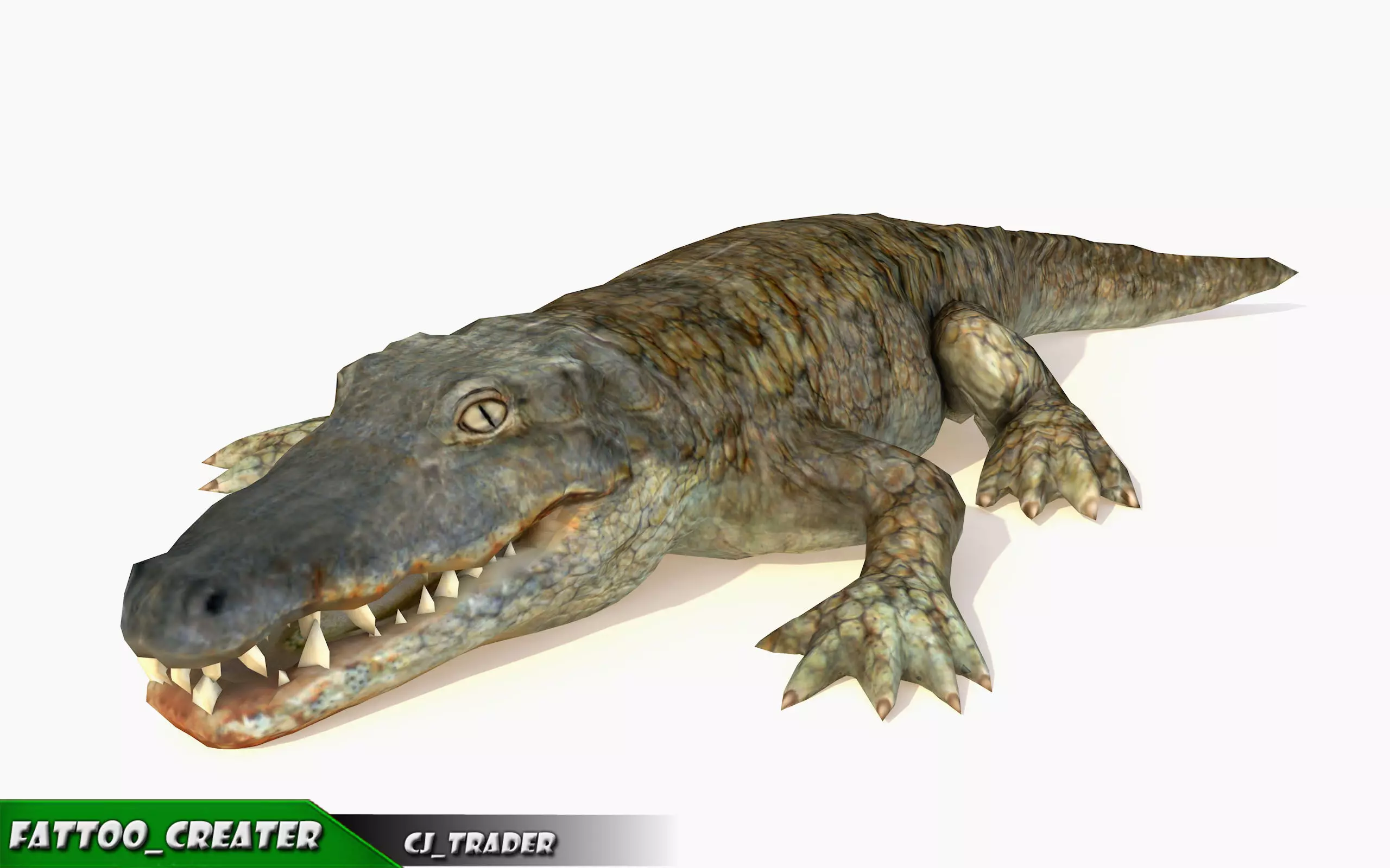 Crocodile Rig Animated LowPoly 3d model Low-poly 3D model_0