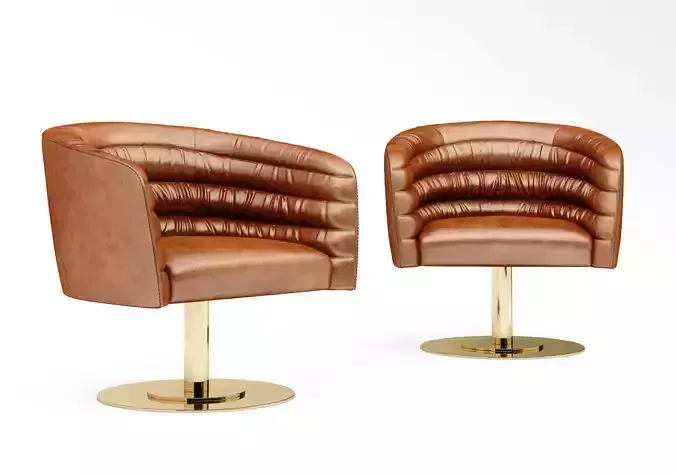CB2 CUPA SADDLE LEATHER SWIVEL BASE CHAIR 3D model