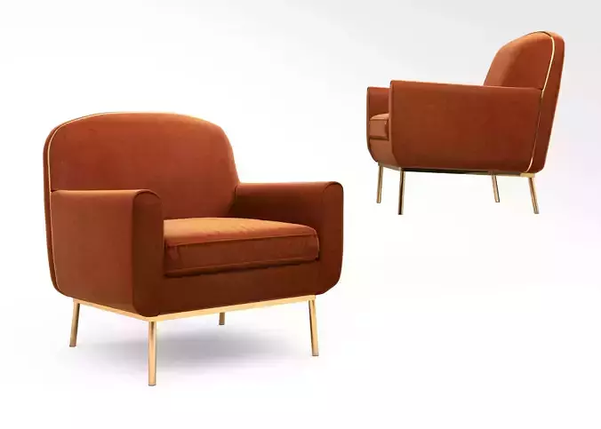 CB2 HALO COPPER VELVET ARMCHAIR