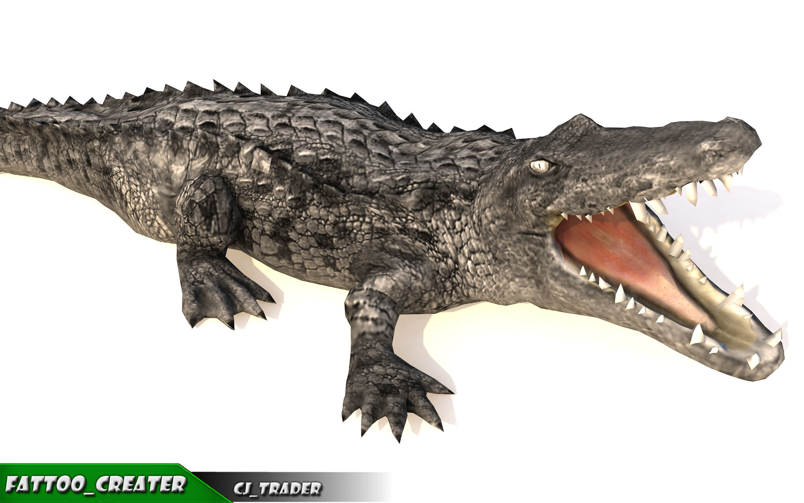 LowPoly Crocodile Rigged 3d model Low-poly 3D model_6