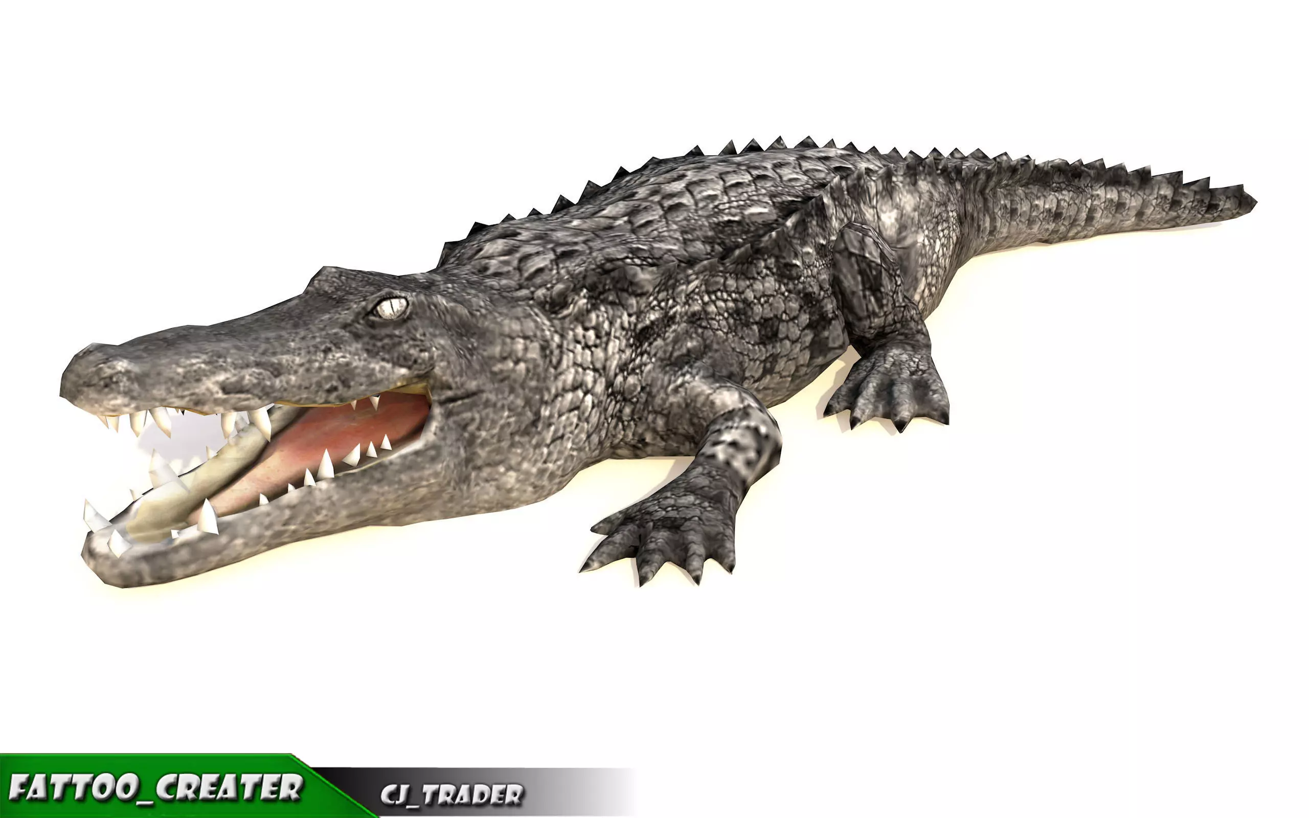 LowPoly Crocodile Rigged 3d model Low-poly 3D model_0