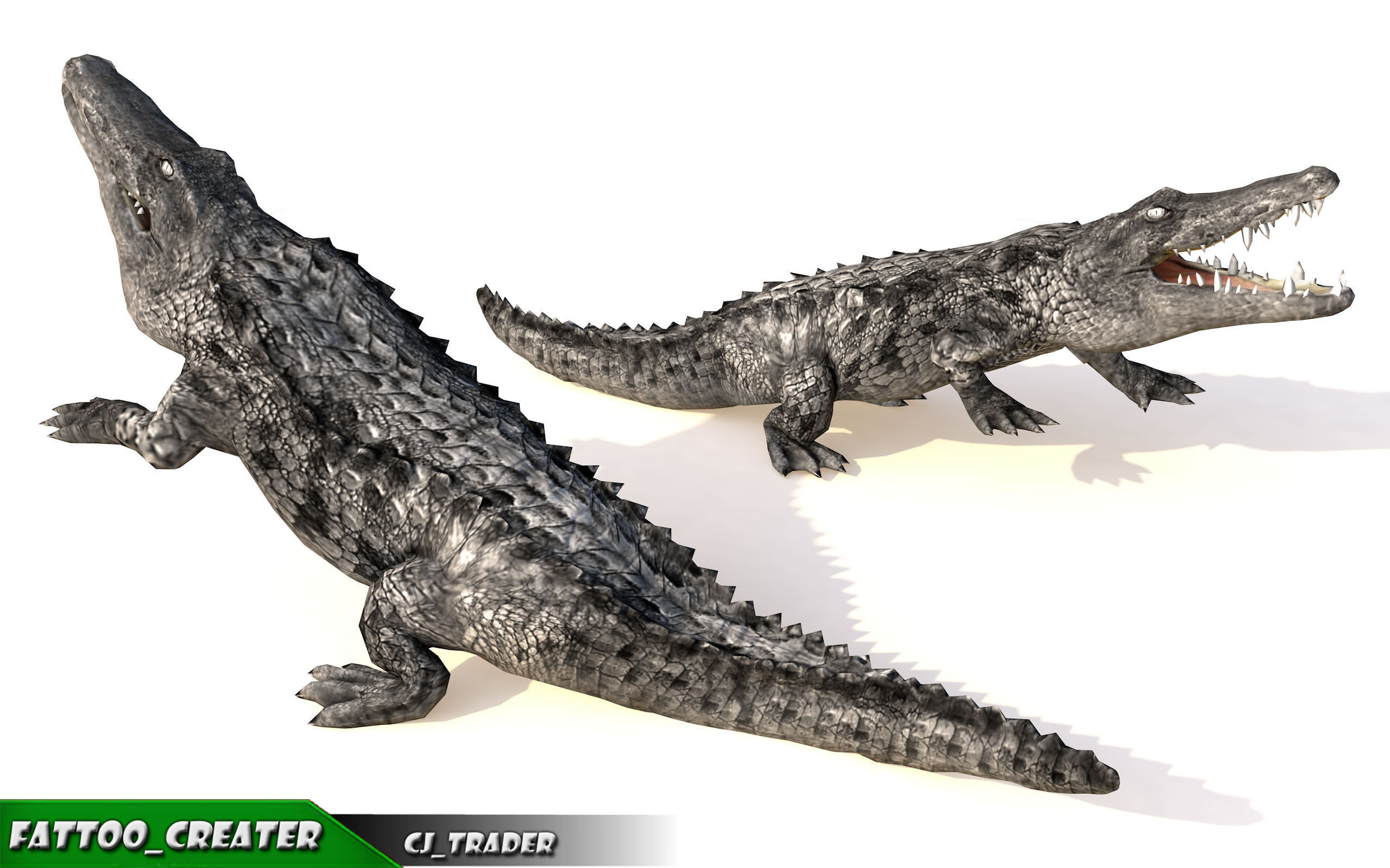 LowPoly Crocodile Rigged 3d model Low-poly 3D model_2