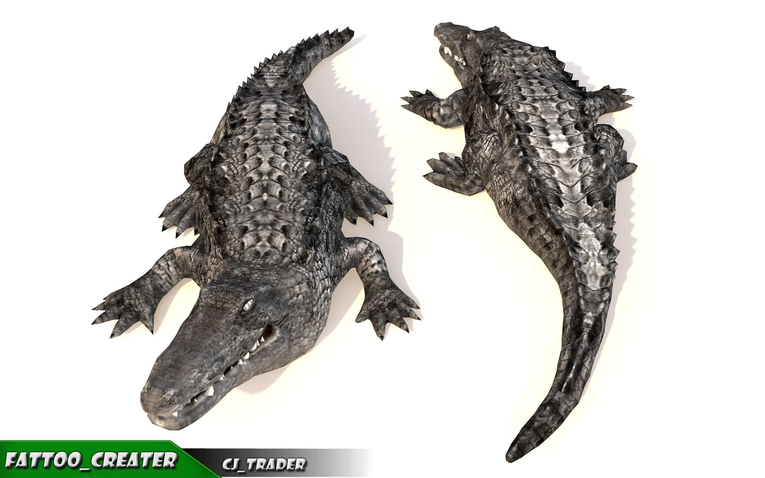 LowPoly Crocodile Rigged 3d model Low-poly 3D model_5