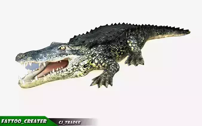 LowPoly Crocodile Beast Rigged 3d model Low-poly 3D model