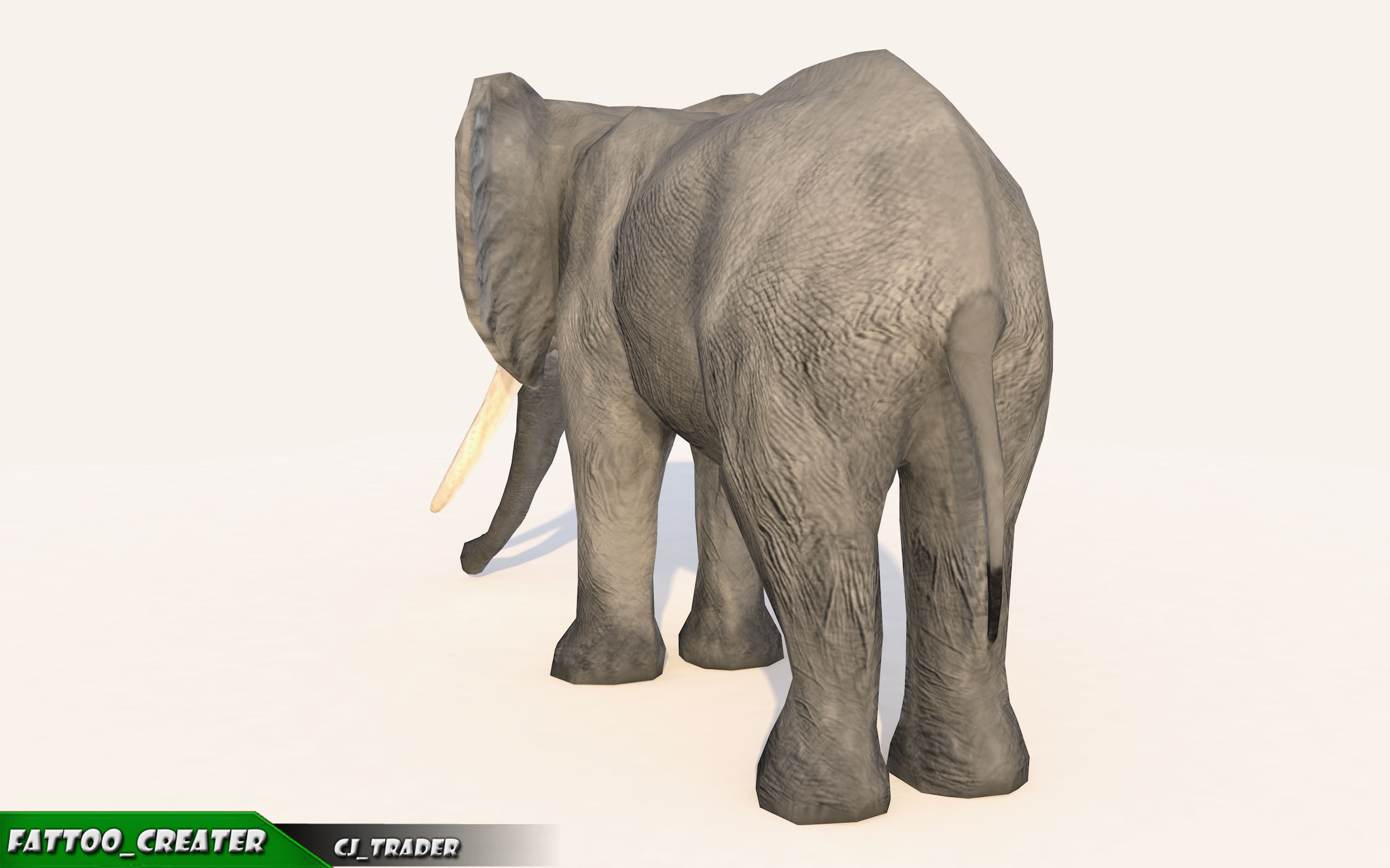 Elephant Animated Lowpoly Low-poly 3D model_6