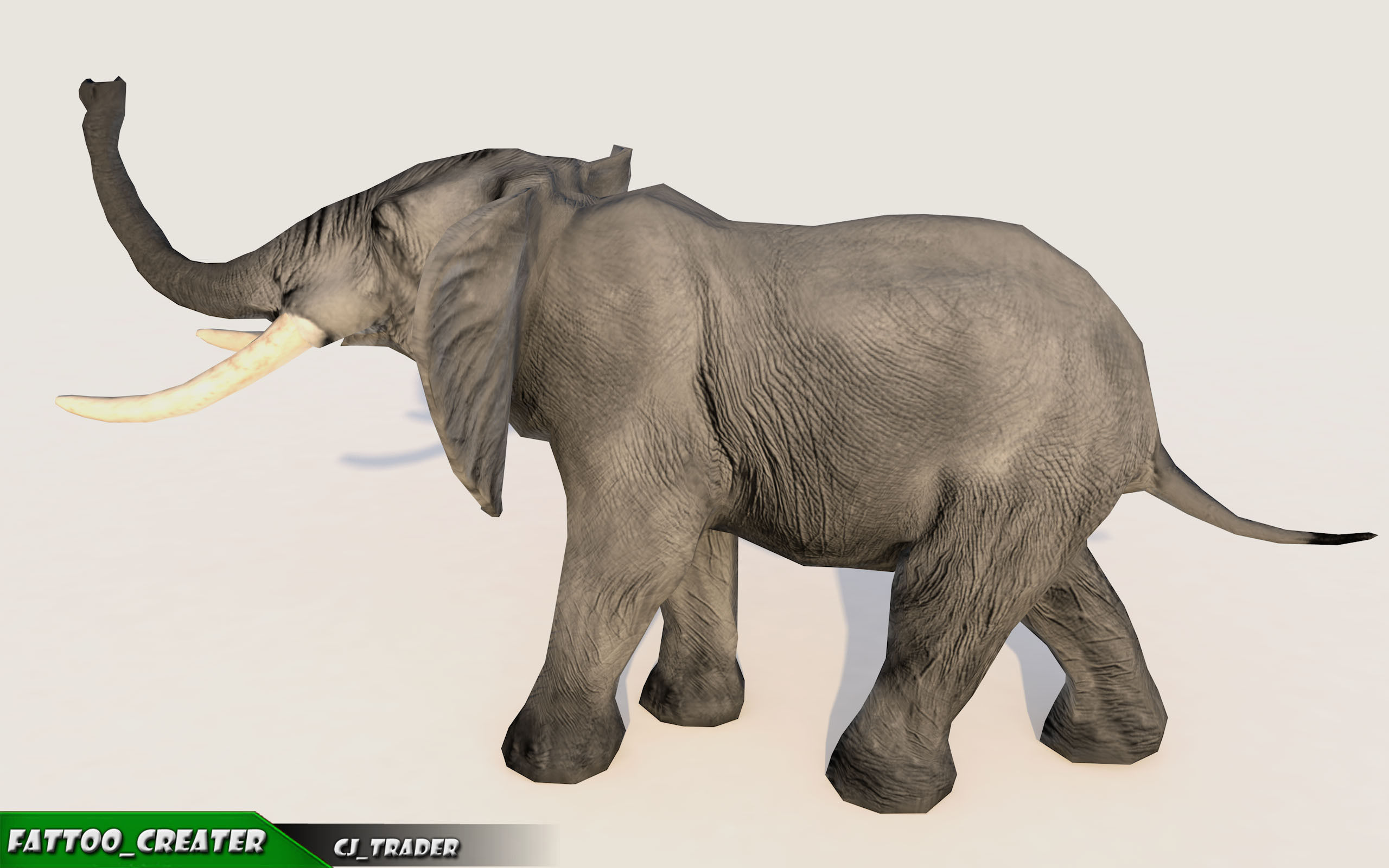Elephant Animated Lowpoly Low-poly 3D model_2