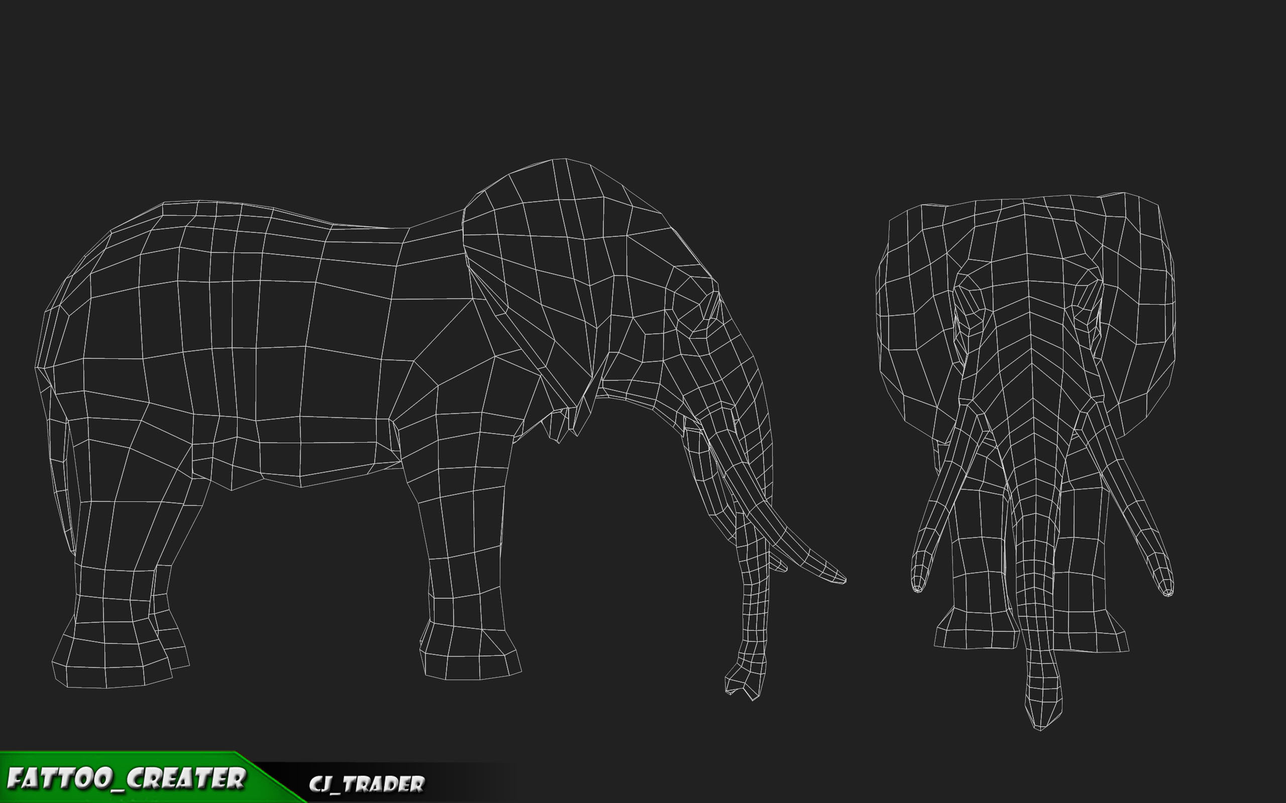 Elephant Animated Lowpoly Low-poly 3D model_9