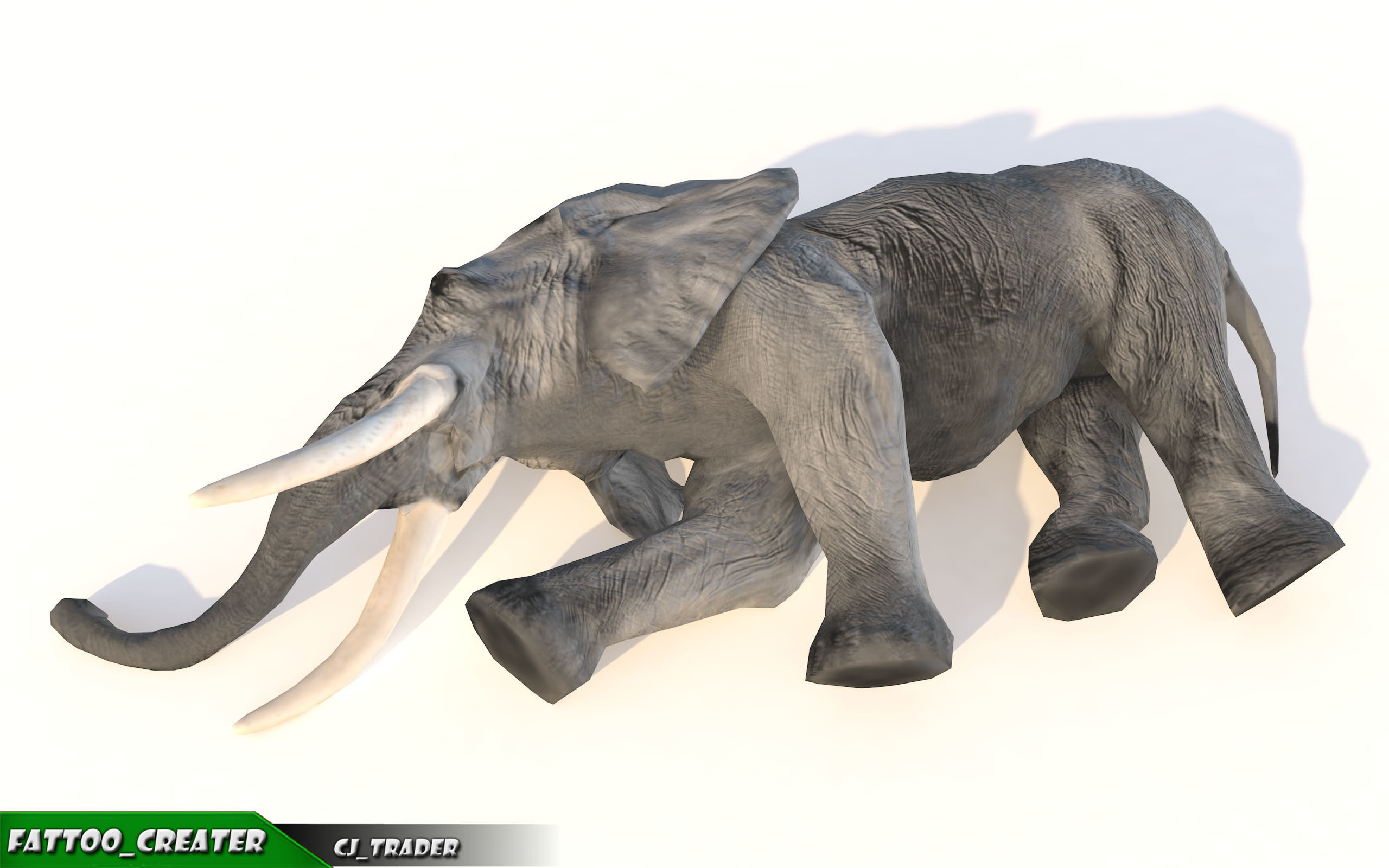 Elephant Animated Lowpoly Low-poly 3D model_8