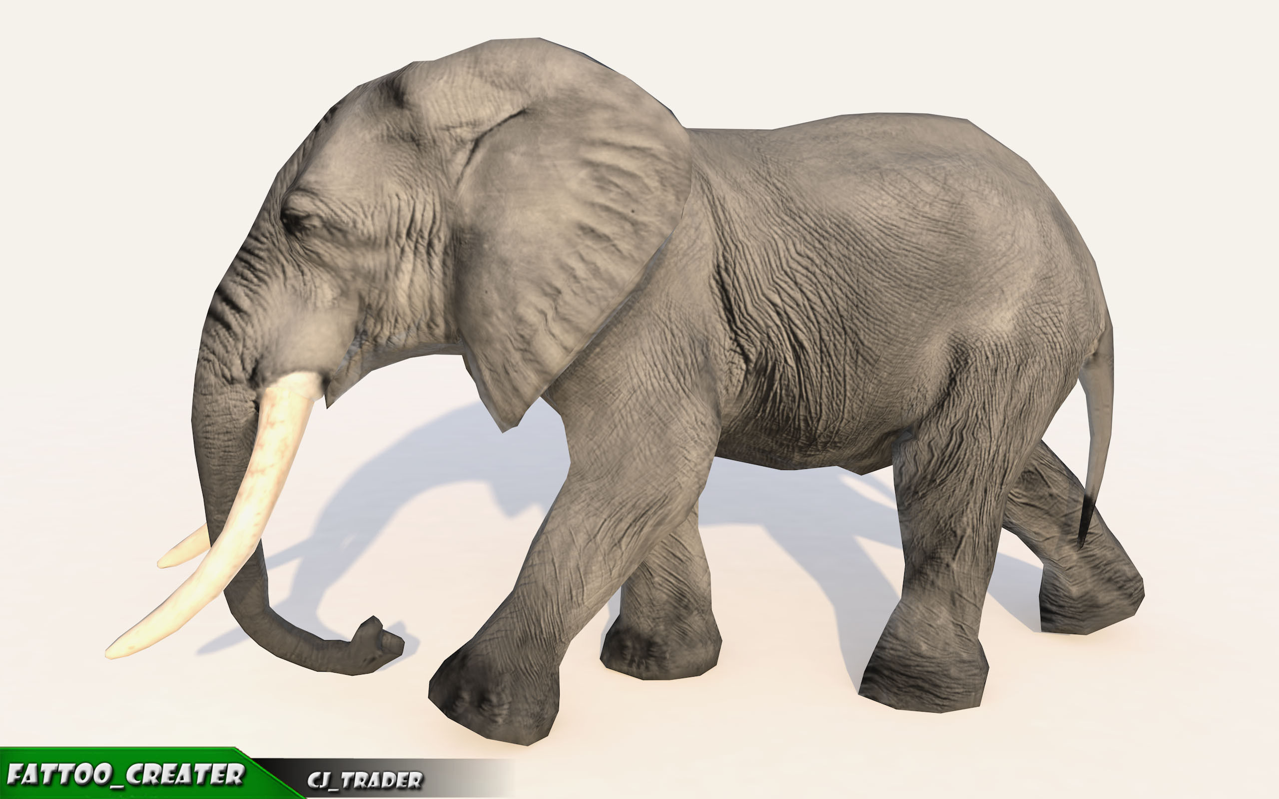 Elephant Animated Lowpoly Low-poly 3D model_1