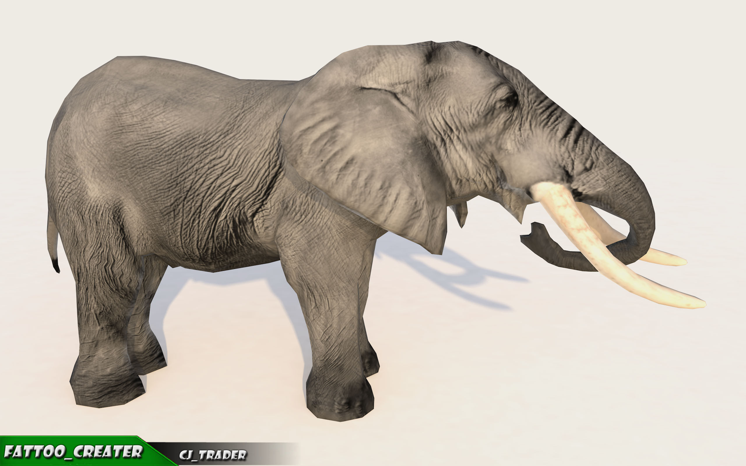 Elephant Animated Lowpoly Low-poly 3D model_3