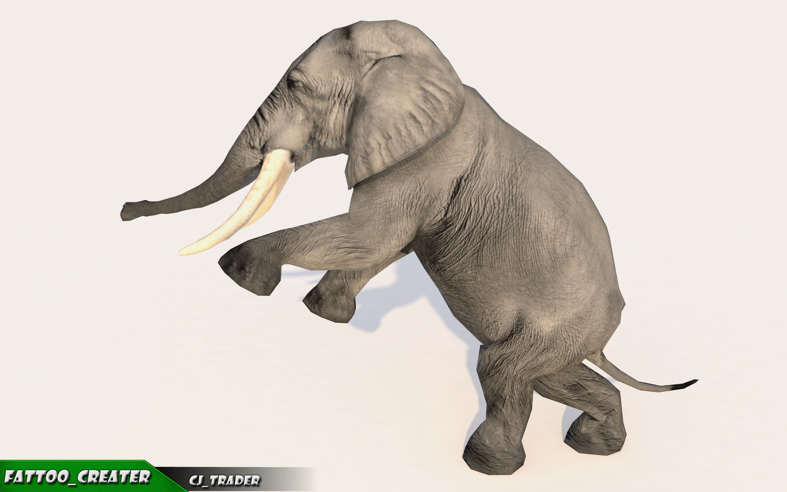 Elephant Animated Lowpoly Low-poly 3D model_4