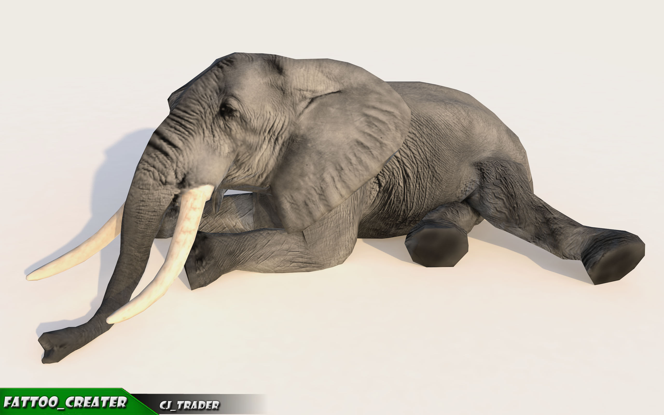 Elephant Animated Lowpoly Low-poly 3D model_7