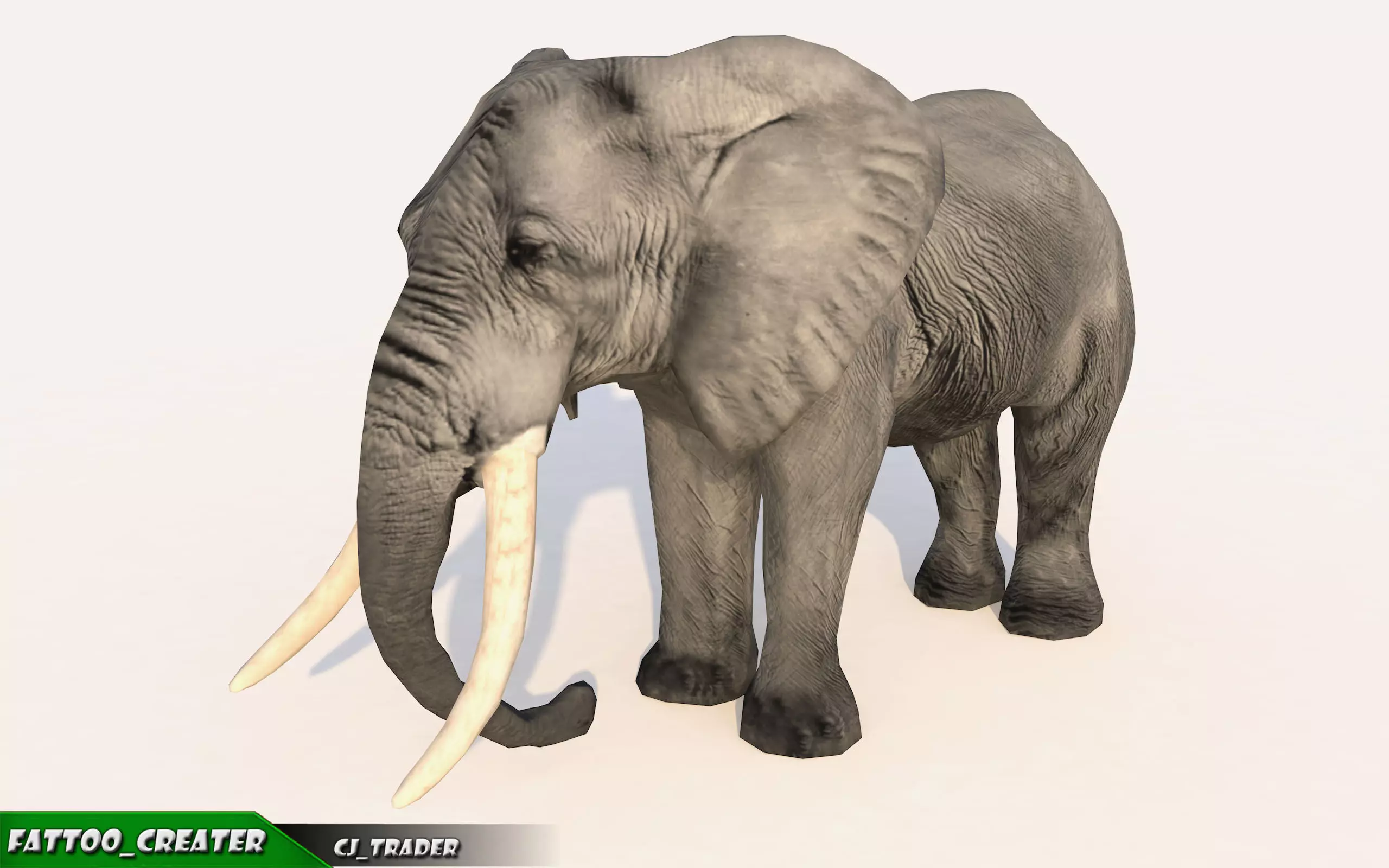 Elephant Animated Lowpoly Low-poly 3D model_0