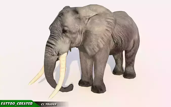 Elephant Animated Lowpoly Low-poly 3D model