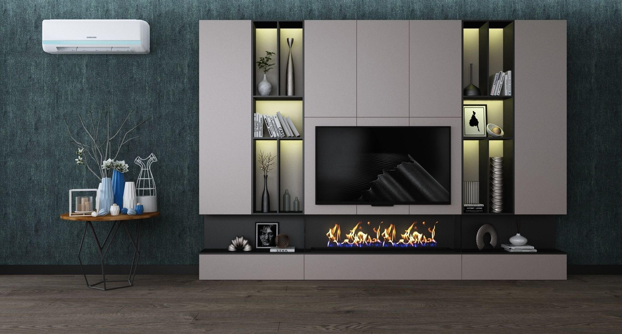LIVING ROOM TV UNIT 3D model_1