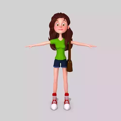  Teenage Girl Cartoon 3D model