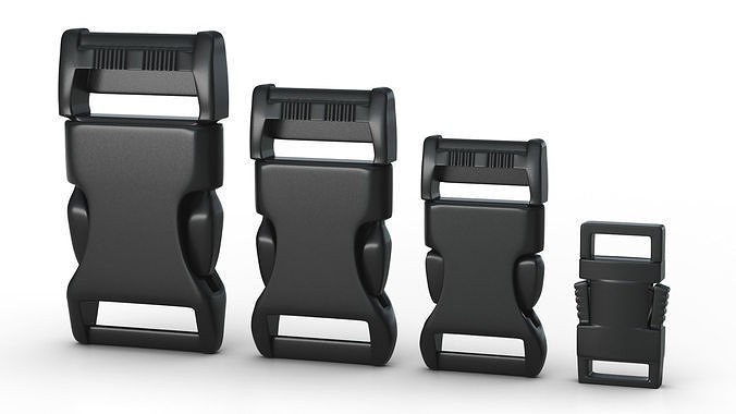 Set of 4 Buckles for Lanyards or similar Low-poly 3D model