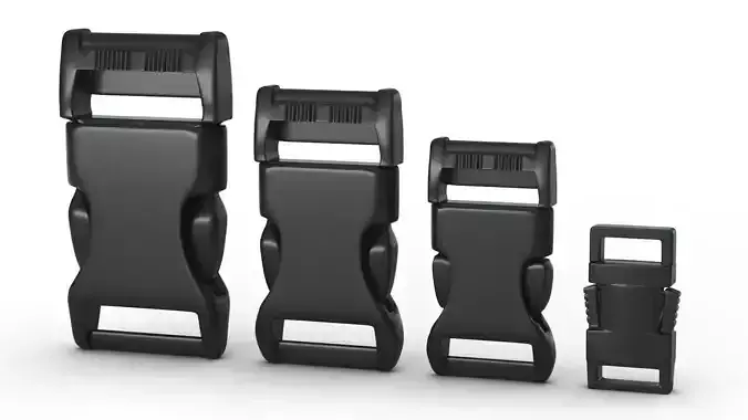 Set of 4 Buckles for Lanyards or similar Low-poly 3D model