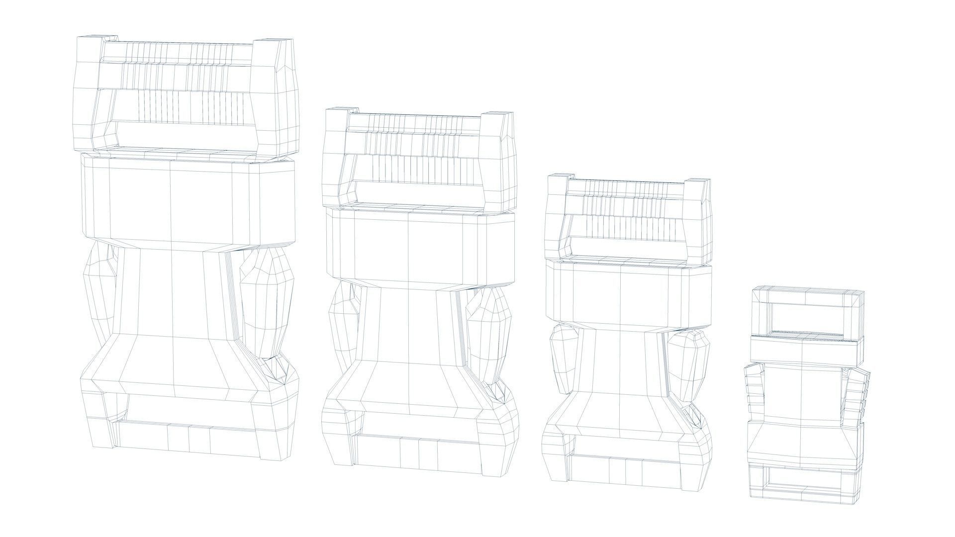 Set of 4 Buckles for Lanyards or similar Low-poly 3D model_4