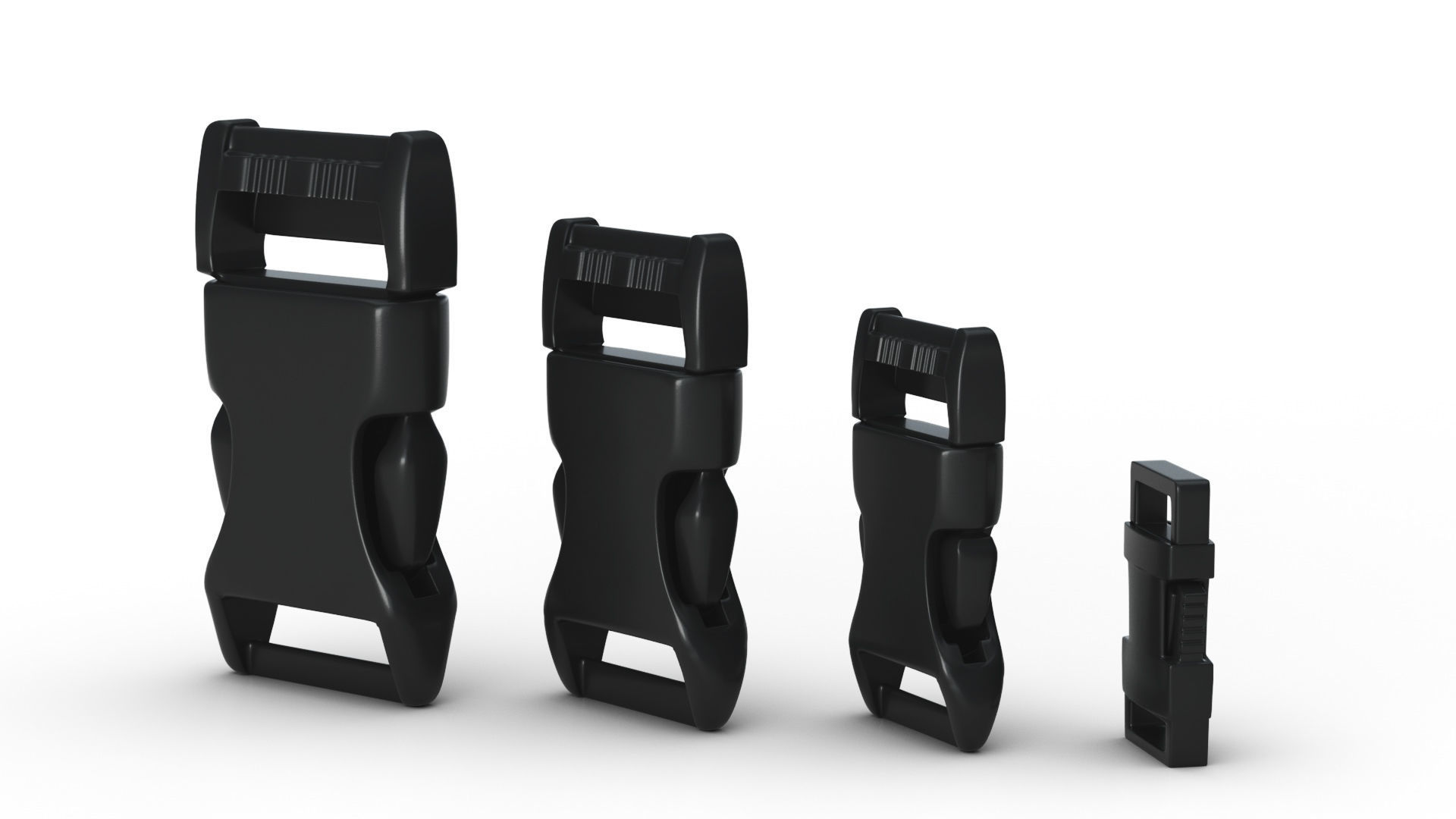 Set of 4 Buckles for Lanyards or similar Low-poly 3D model_3