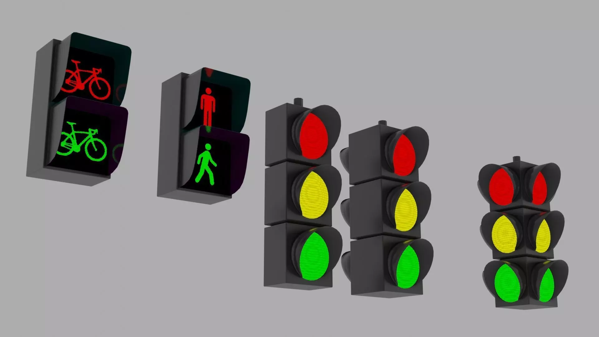 Traffic Lights Low-poly 3D model_0