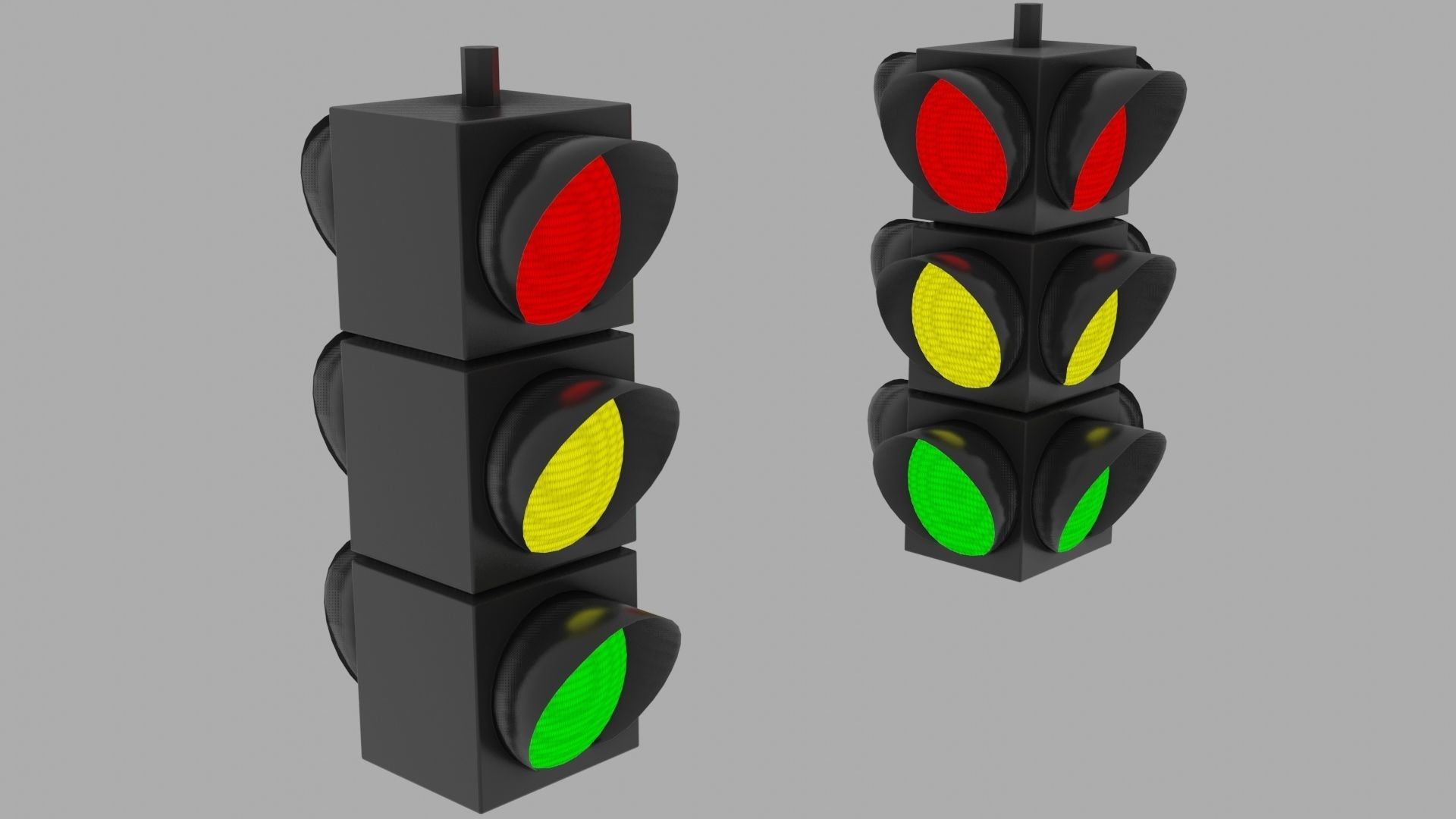 Traffic Lights Low-poly 3D model_6