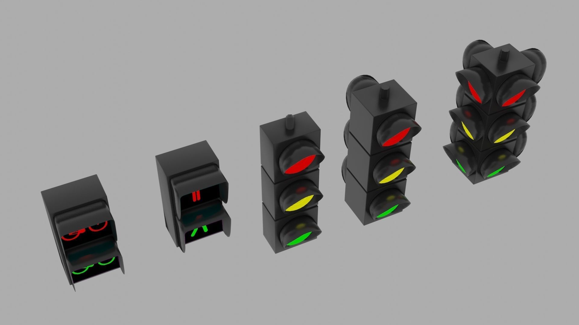 Traffic Lights Low-poly 3D model_7