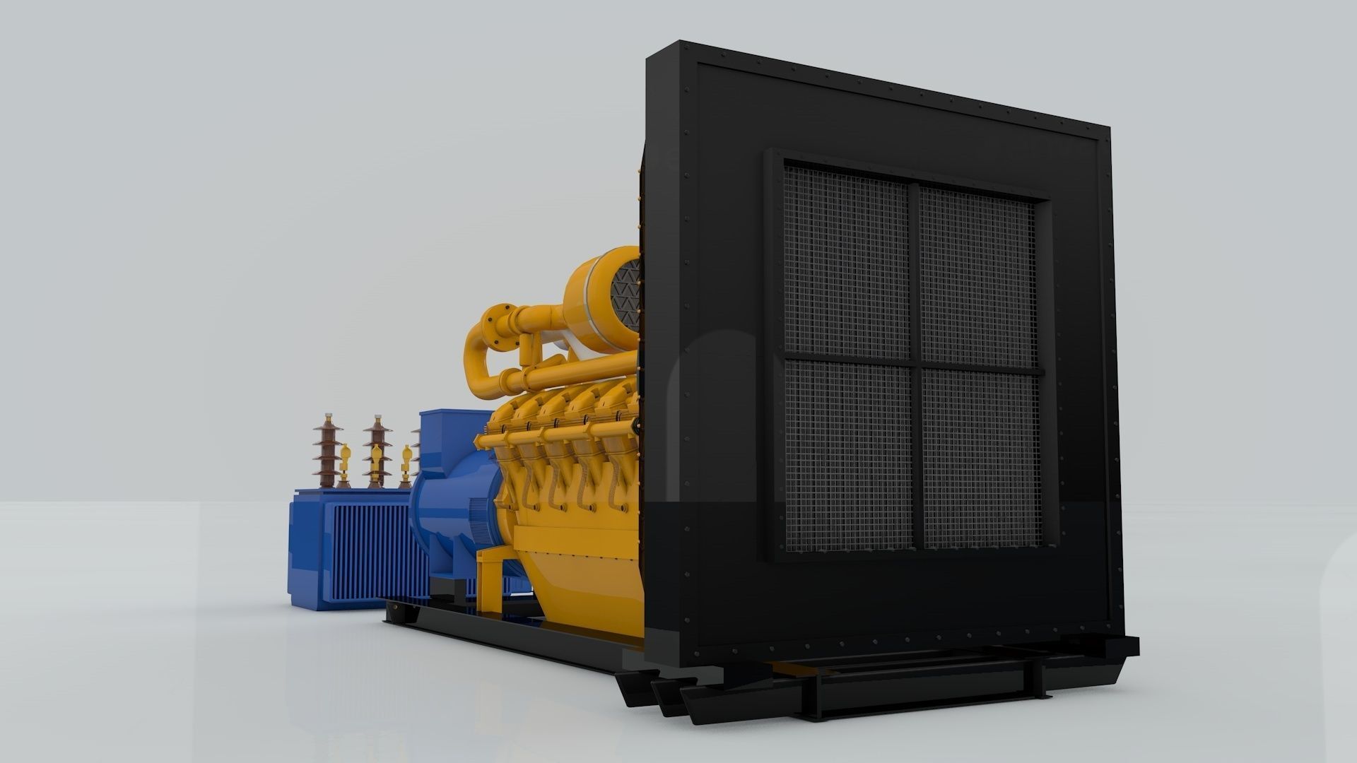 Diesel Engine and Generator and Transformer 3D model_3